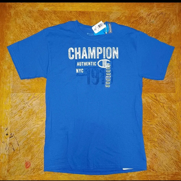 NWT Mens Champion Blue Authentic Athletic Apparel Tee Shirt size Medium. - Picture 1 of 6